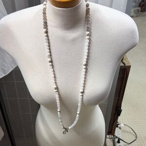 White and Gray Beaded Necklace